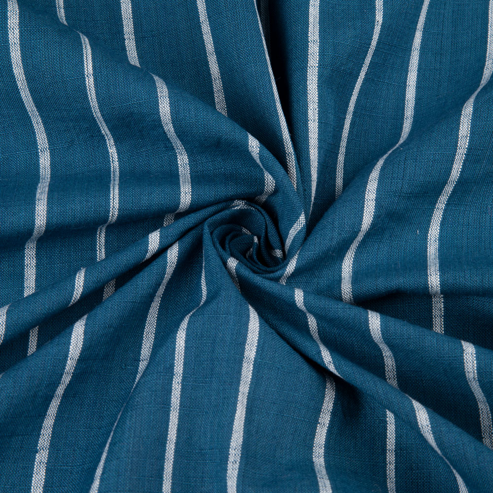 Stripe Blue Pure Cotton 109 GSM Handwoven Fabric