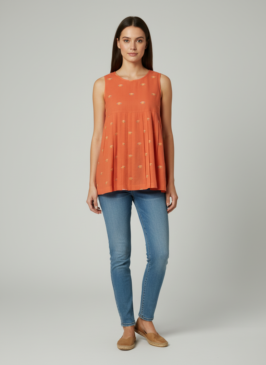 Jamdani Pleated Top