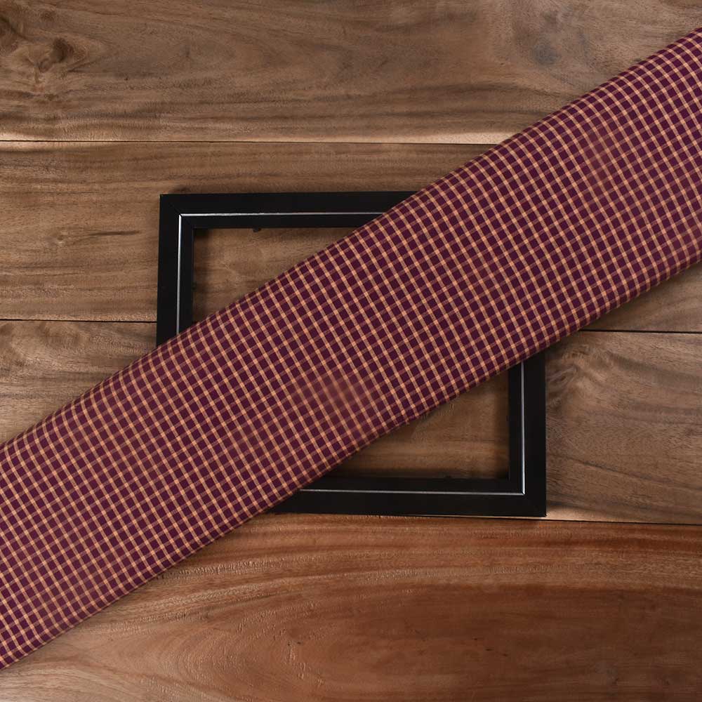 Check Maroon & Creame Pure Cotton 96 GSM Handwoven Fabric