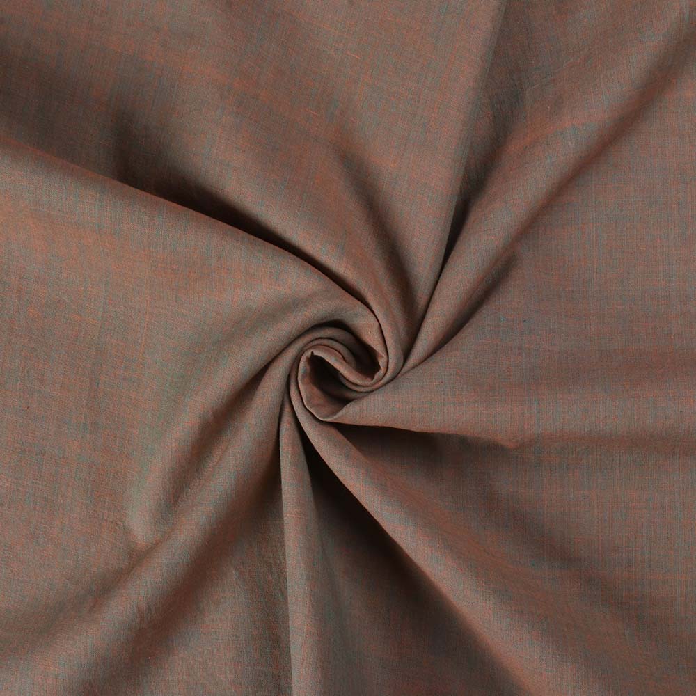 Cross Colour Brown Khadi Cotton 65 GSM Handwoven Fabric