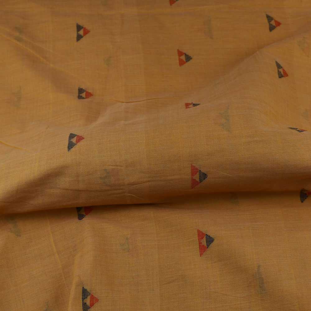 Geometric Orange Jamdani Pure Cotton 55 GSM Fabric 120