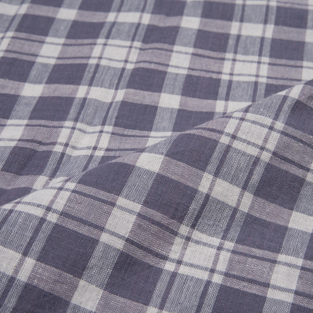 CHECK DUSTY PURPLE PURE COTTON 104 GSM HANDWOVEN FABRIC