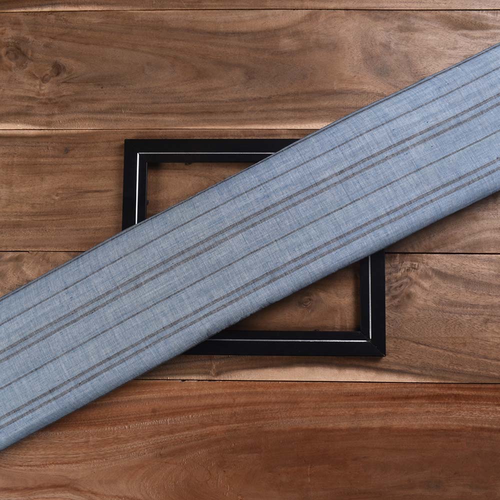 Stripe Blue Black Pure Cotton 63 GSM Handwoven Fabric