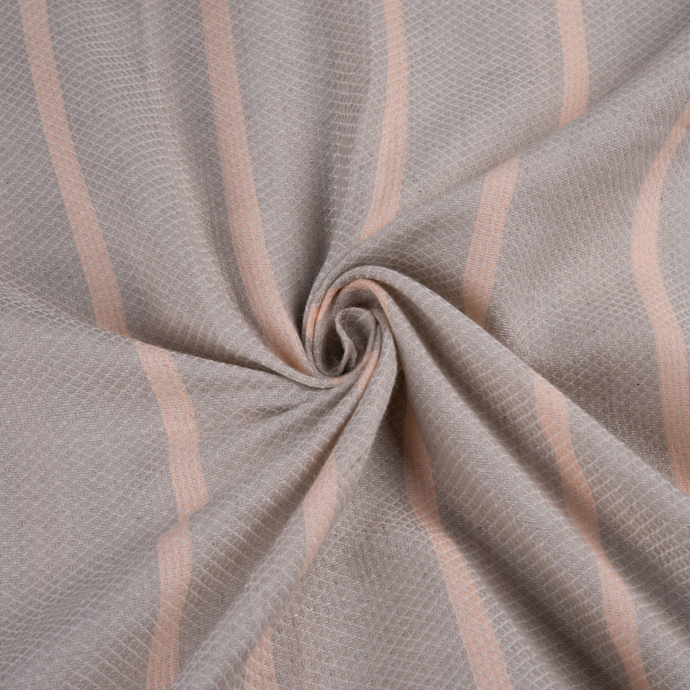 Stripe Grey & Blush Pink Jacquard Mercerised Cotton 98 GSM Fabric