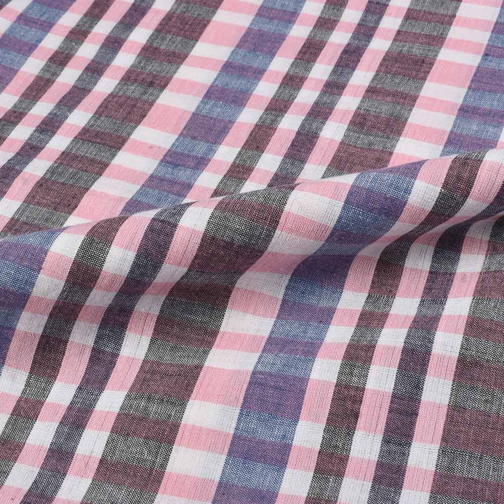 CHECK MULTICOLOR PURE COTTON 96 GSM HANDWOVEN FABRIC 435