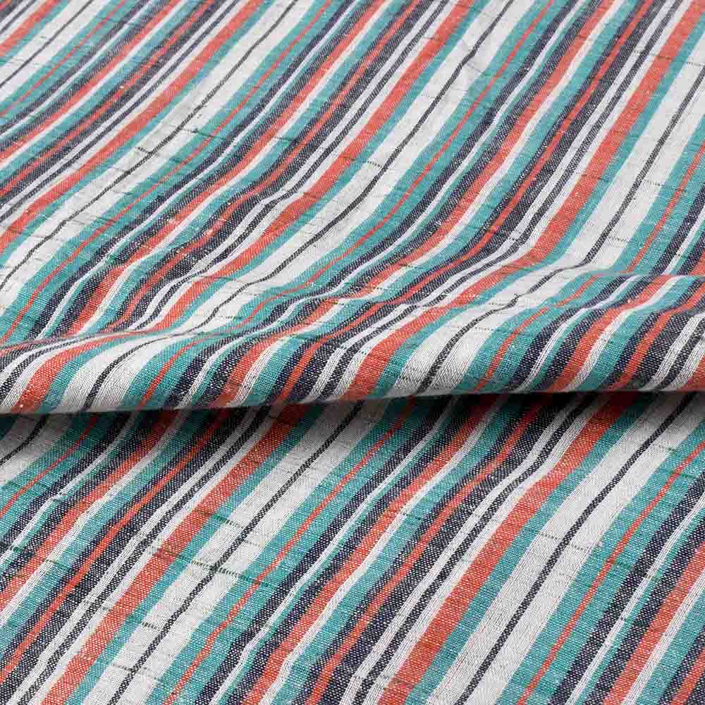 STRIPE MULTICOLOR FUTKI KHADI COTTON 85 GSM HANDWOVEN FABRIC