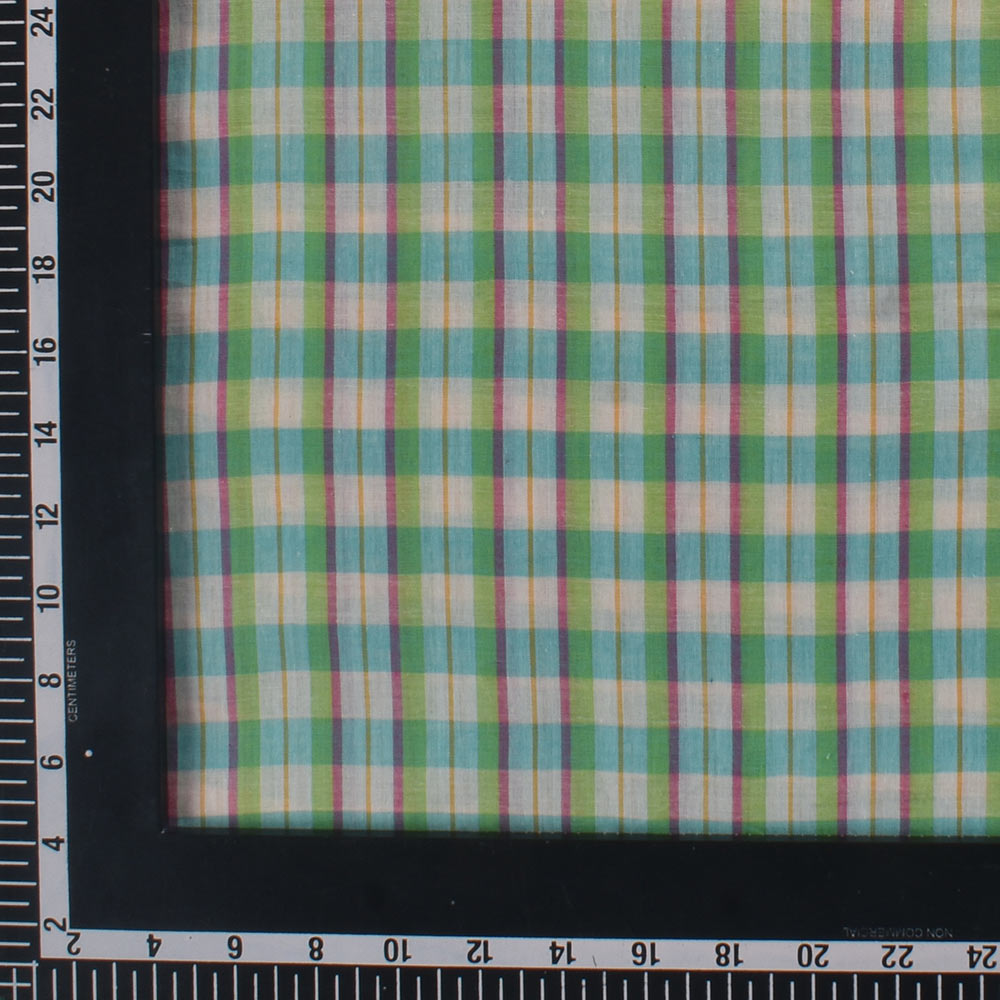 CHECK MULTI COLOR PURE COTTON 56 GSM HANDWOVEN FABRIC 363