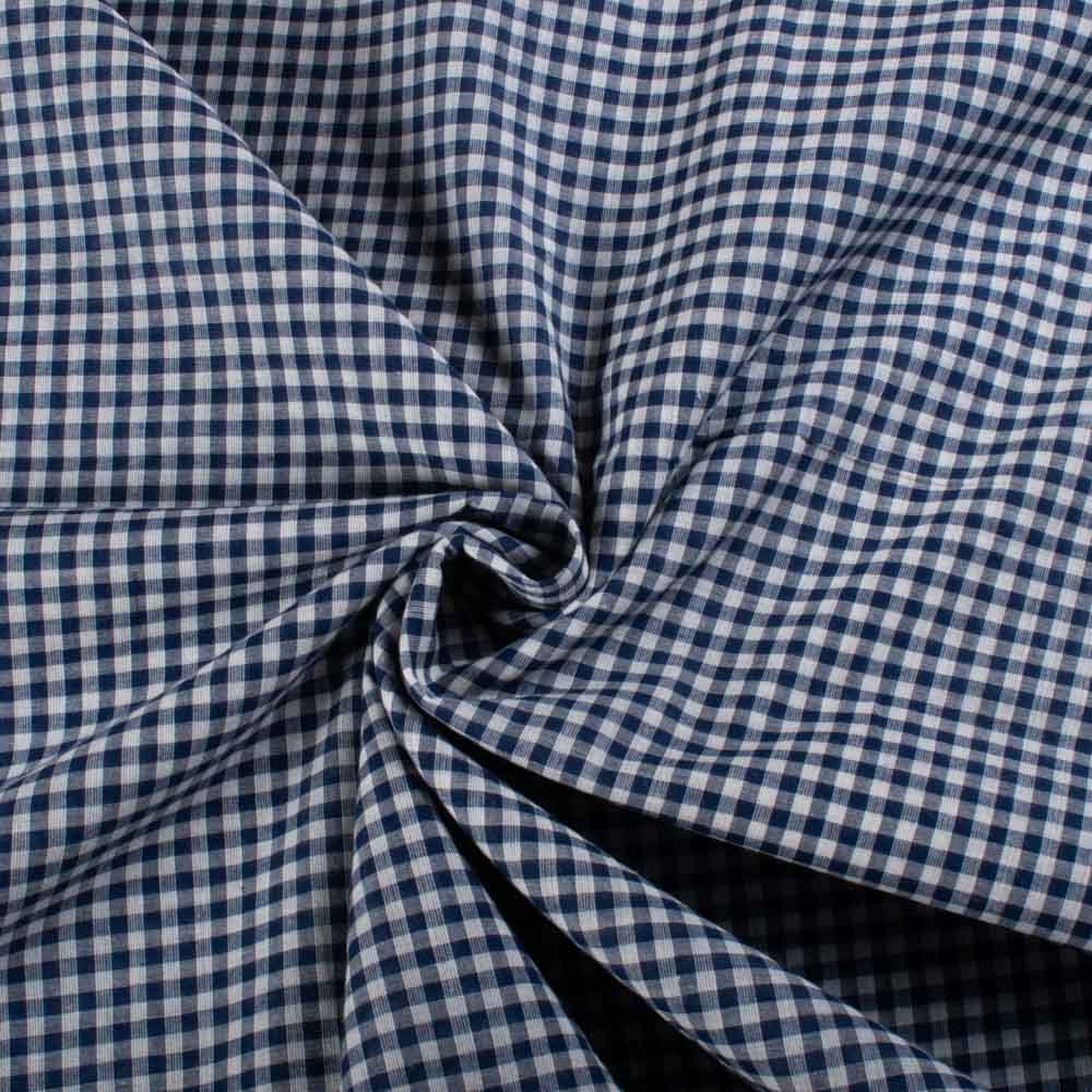 Check Blue & White Pure Cotton 55 GSM Handwoven Fabric 871