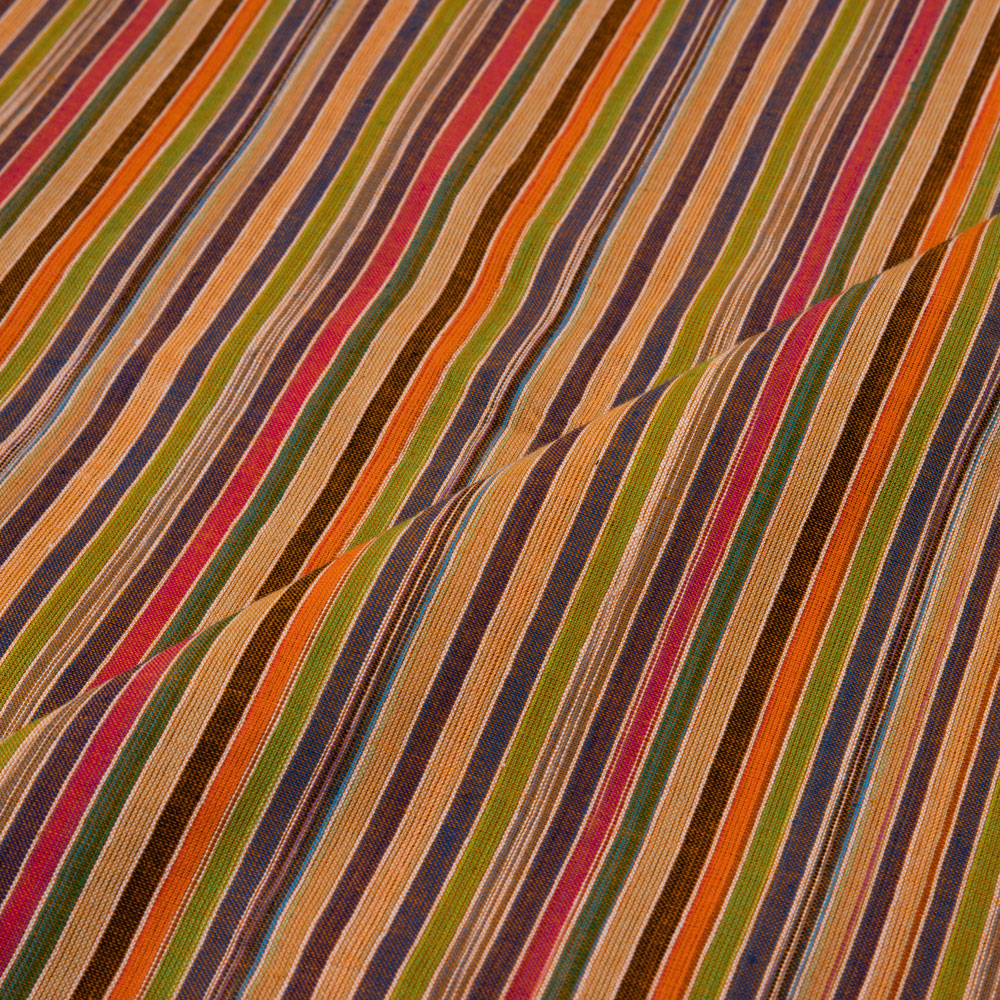 STRIPE MULTICOLOUR PURE COTTON 90 GSM HANDWOVEN FABRIC