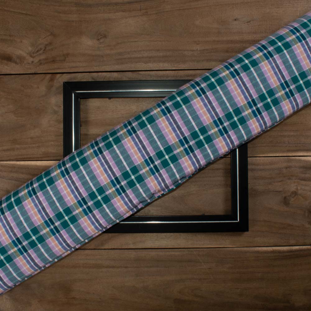 Check Multicolor Pure Cotton 95 GSM Handwoven Fabric 705