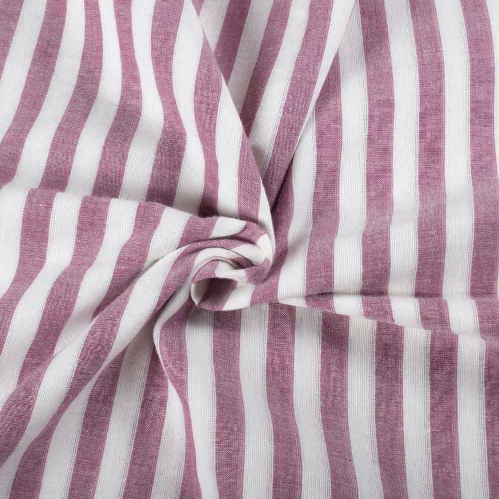 Stripe Pink & White Pure Cotton 70 GSM Handwoven Fabric 487