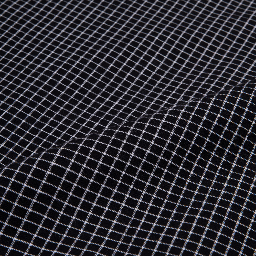 CHECK BLACK & WHITE PURE COTTON 116 GSM HANDWOVEN FABRIC