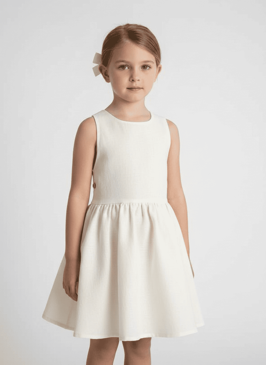 Criss Cross Back Knee Length Kid's Dress