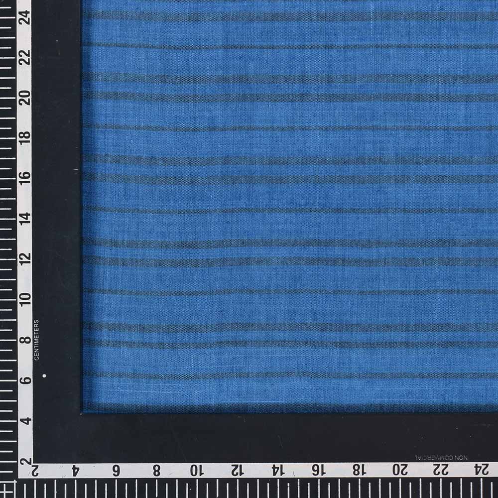 STRIPE BLUE BLACK KHADI COTTON 65 GSM HANDWOVEN FABRIC