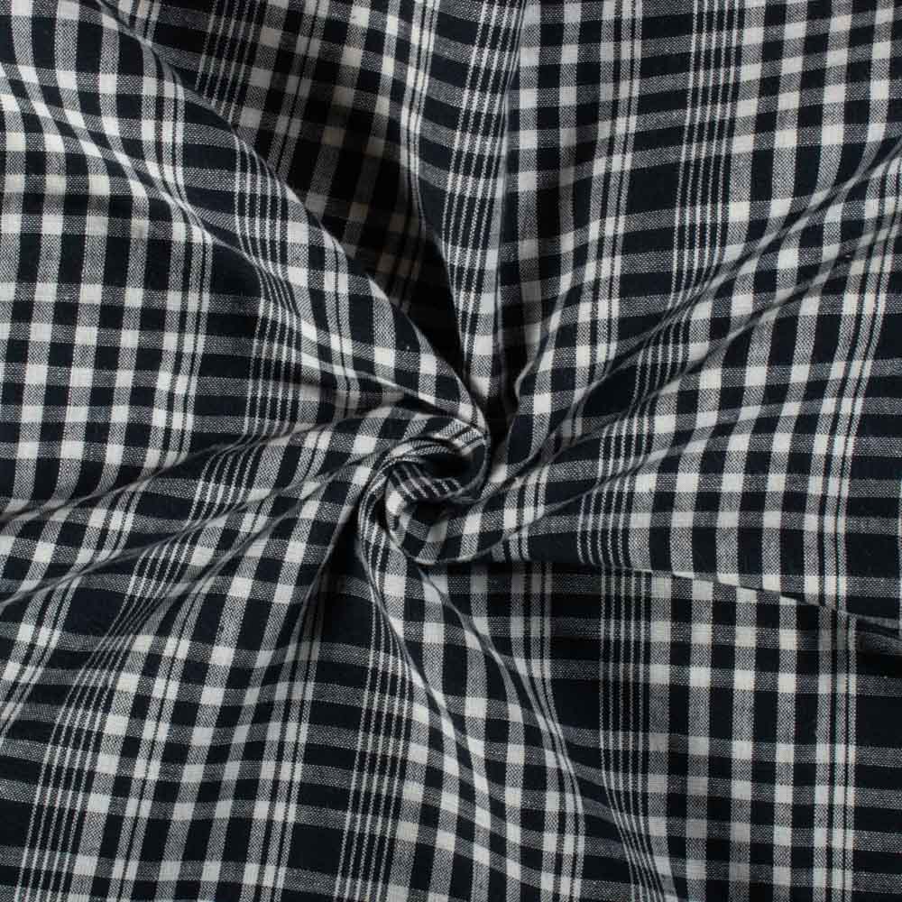 Black & White Check Pure Cotton 100 GSM Handwoven Fabric 777