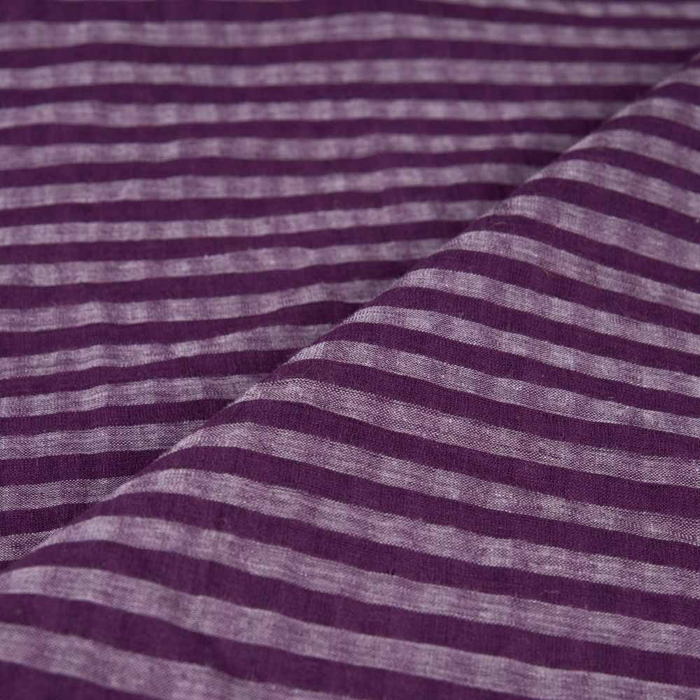STRIPE PURPLE & WHITE PURE COTTON 87 GSM HANDWOVEN FABRIC