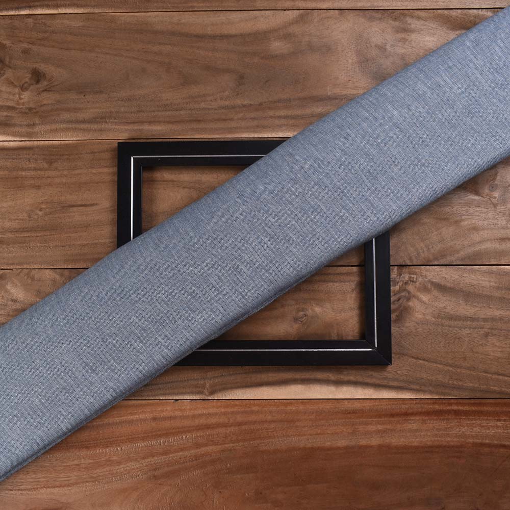 Herringbone Petrol Blue Twill Pure Cotton 100 GSM Handwoven Fabric