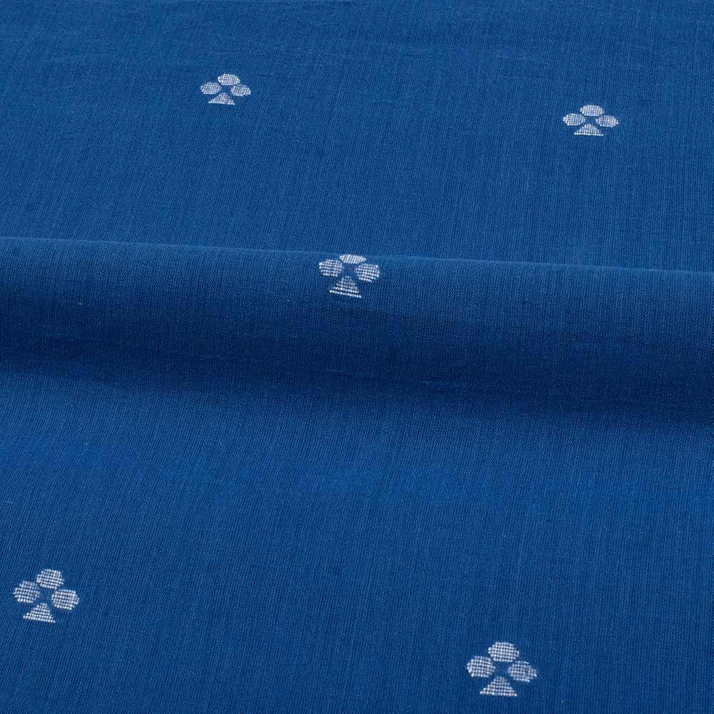 GEOMETRIC BLUE JAMDANI PURE COTTON 64 GSM HANDWOVEN FABRIC 245