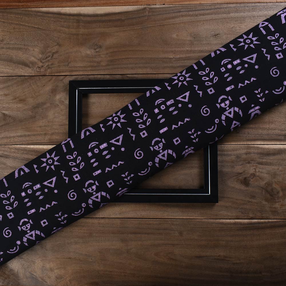 Abstract Black Block Printed Pure Cotton 65 GSM Handwoven Fabric 38