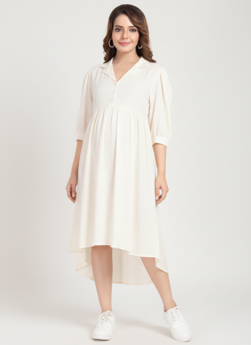 Lapelled & Gathered Dress