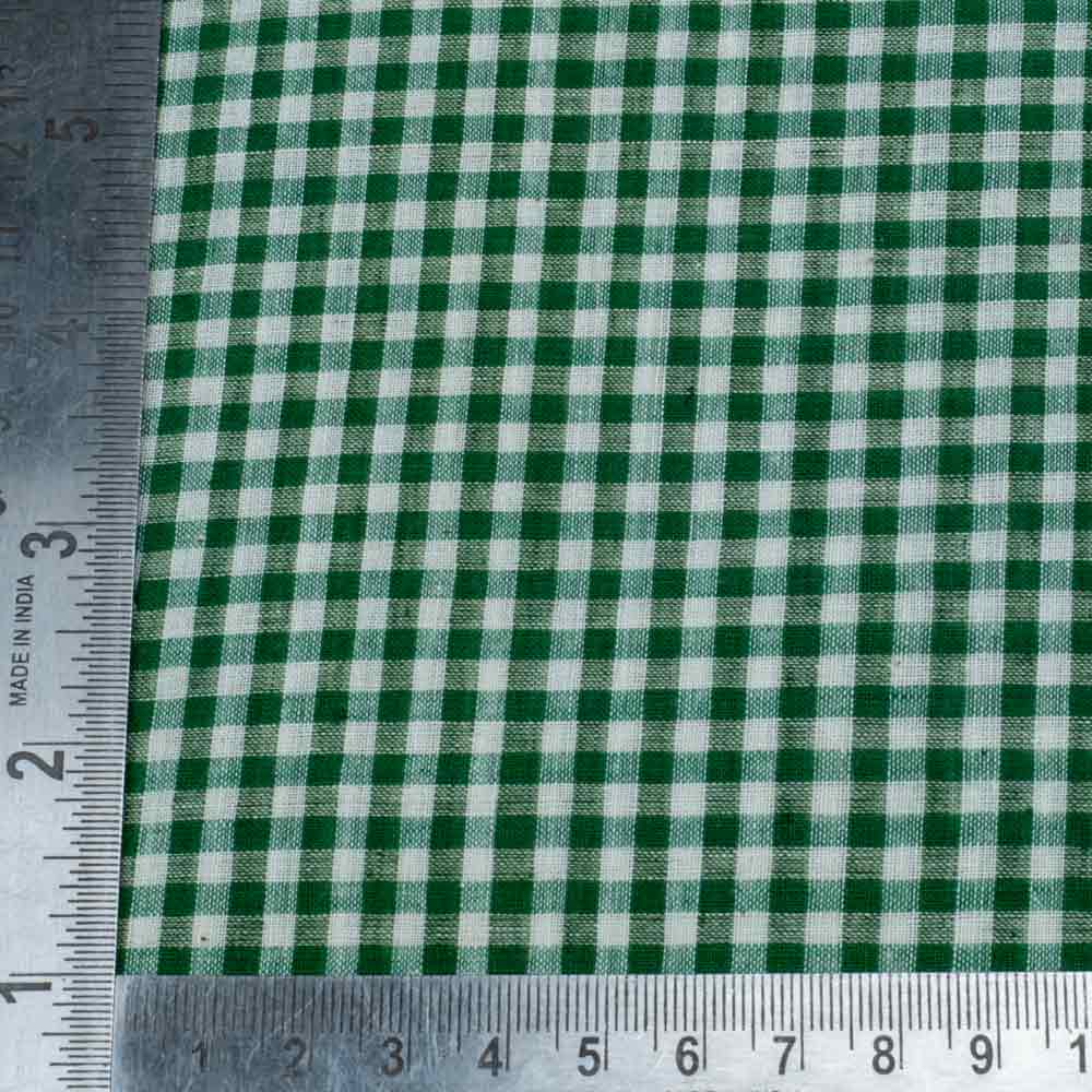 GINGHAM CHECK GREEN & WHITE PURE COTTON 65 GSM HANDWOVEN FABRIC