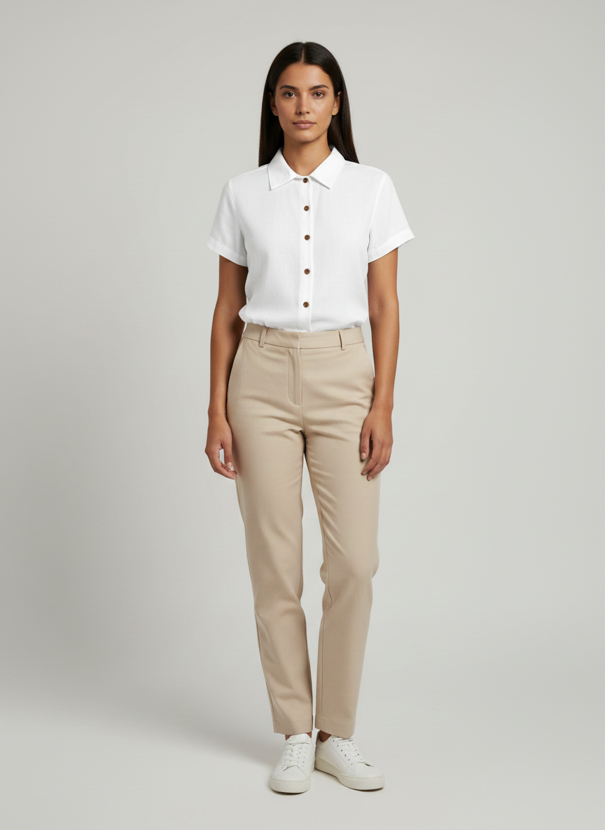 Freestyle Polo Collared Shirt With Center Placket Buttons