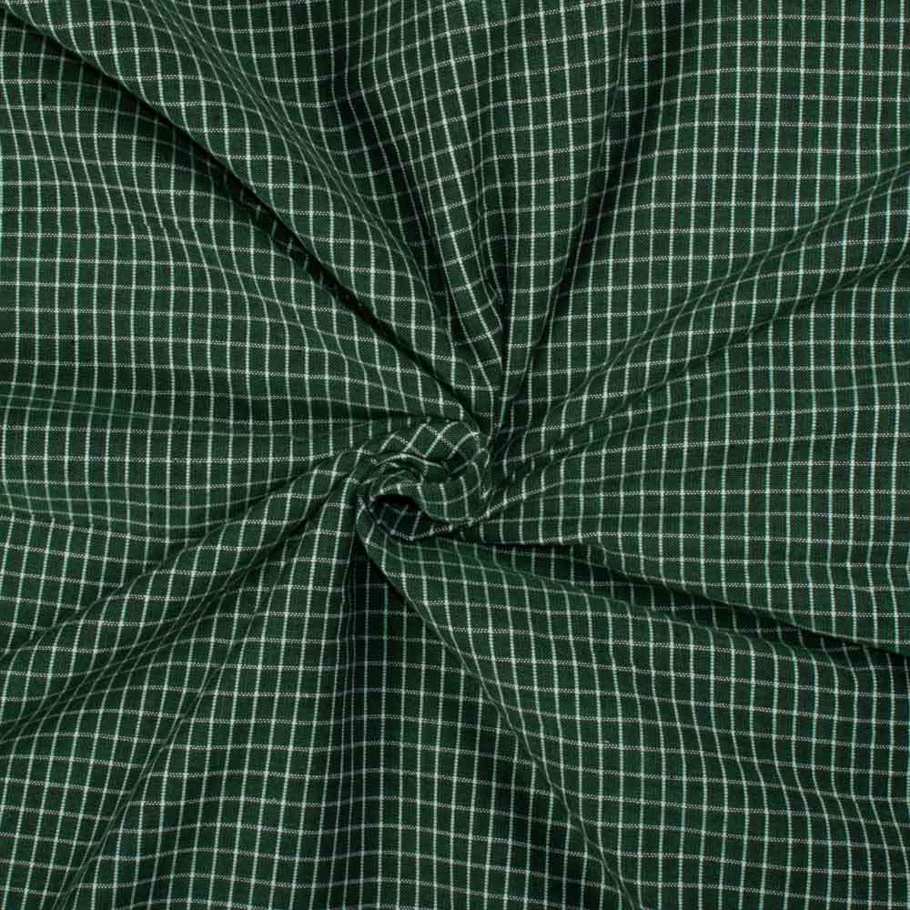 Check Green White Pure Cotton 105 GSM Handwoven Fabric 653