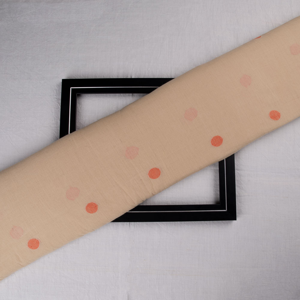 Geometric Beige Jamdani Pure Cotton 57 GSM Handwoven Fabric