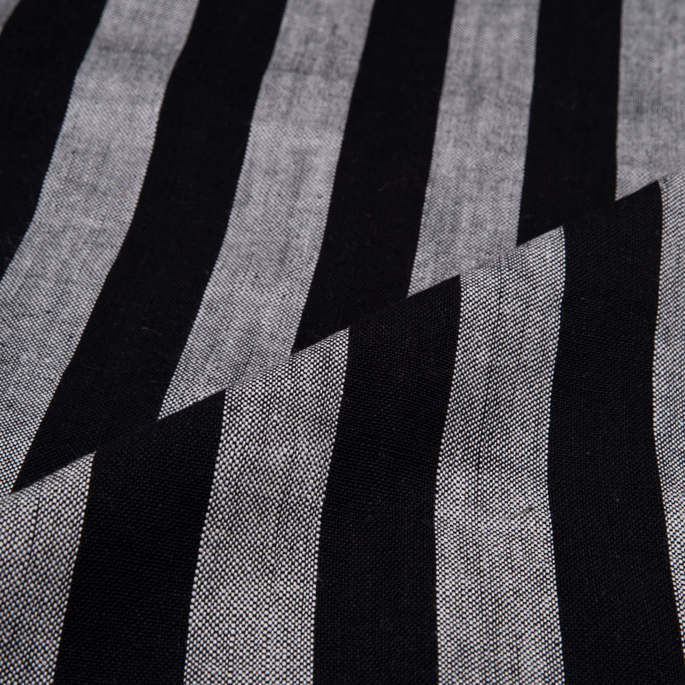 STRIPE BLACK & GREY PURE KHADI 201 GSM HANDSPUN & HANDWOVEN FABRIC
