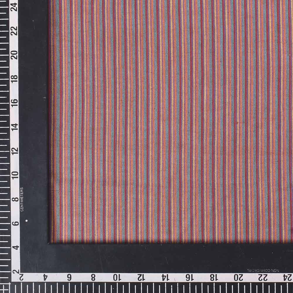 STRIPE PINK MULTICOLOUR PURE COTTON 73 GSM HANDWOVEN FABRIC