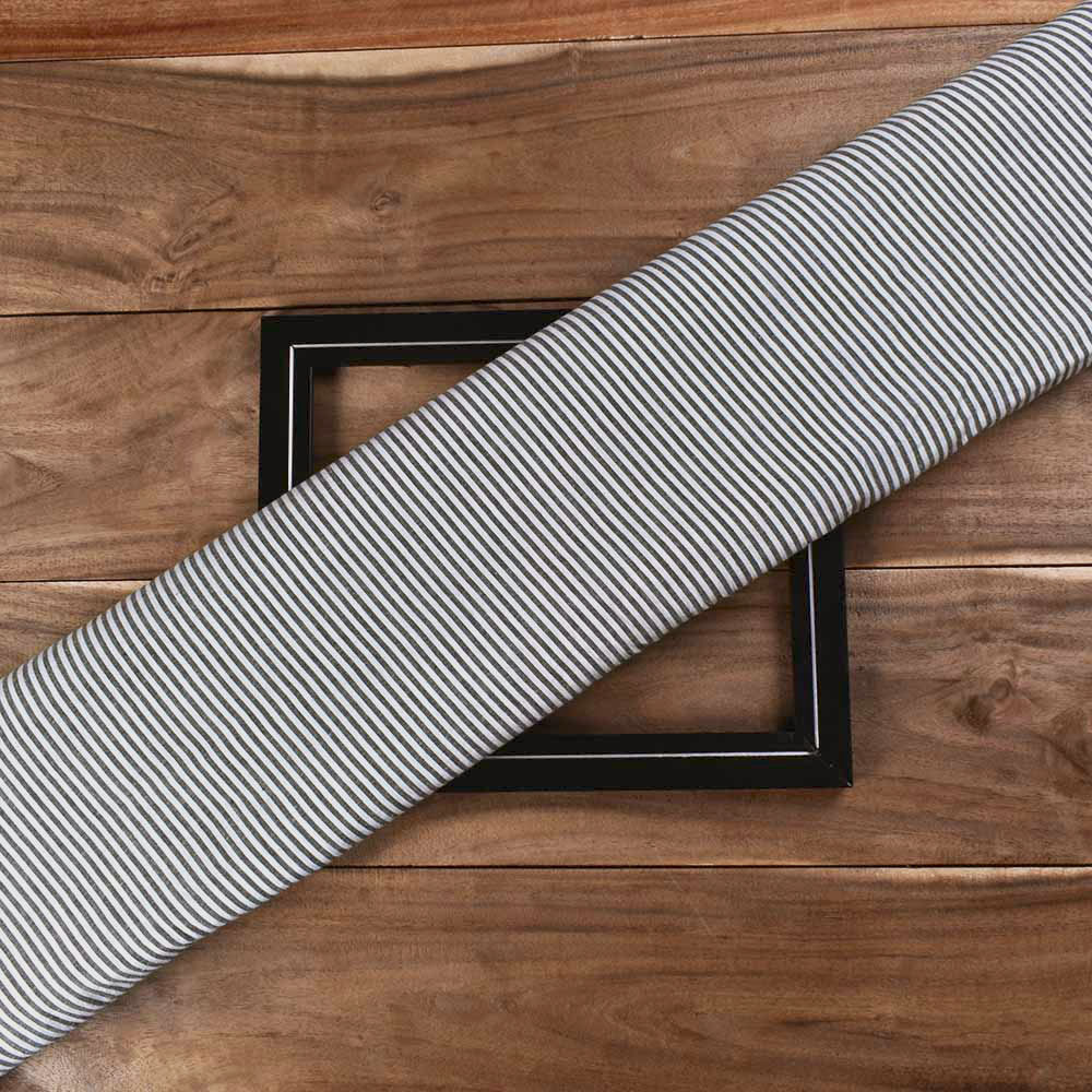 Stripe Black & White Pure Cotton 87 GSM Handwoven Fabric G