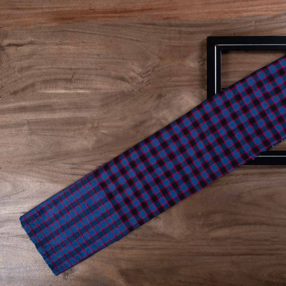 CHECK BLUE KHADI FABRIC - 300 GSM HANDSPUN & HANDWOVEN