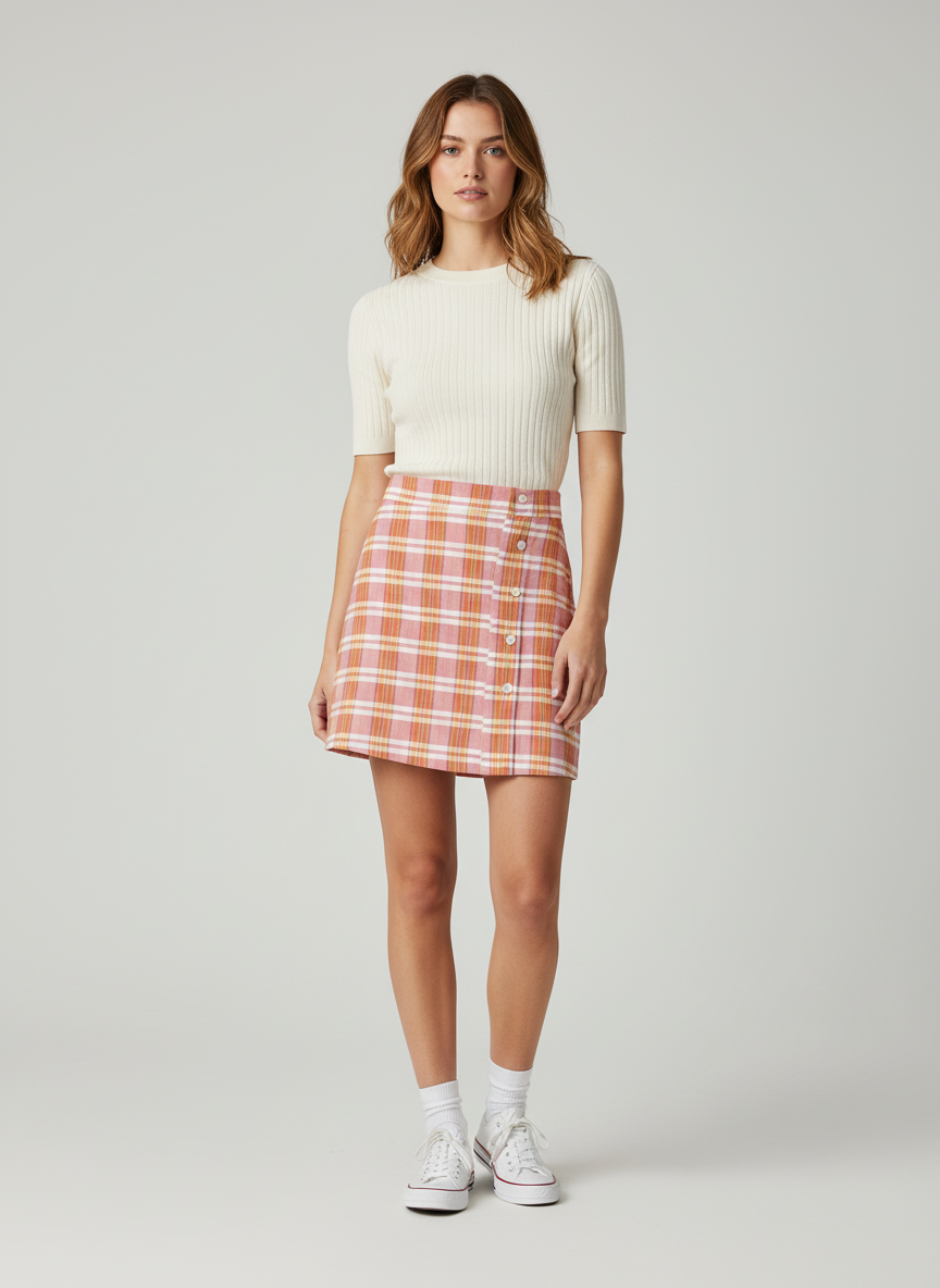 Short Side Buttoned Skirt