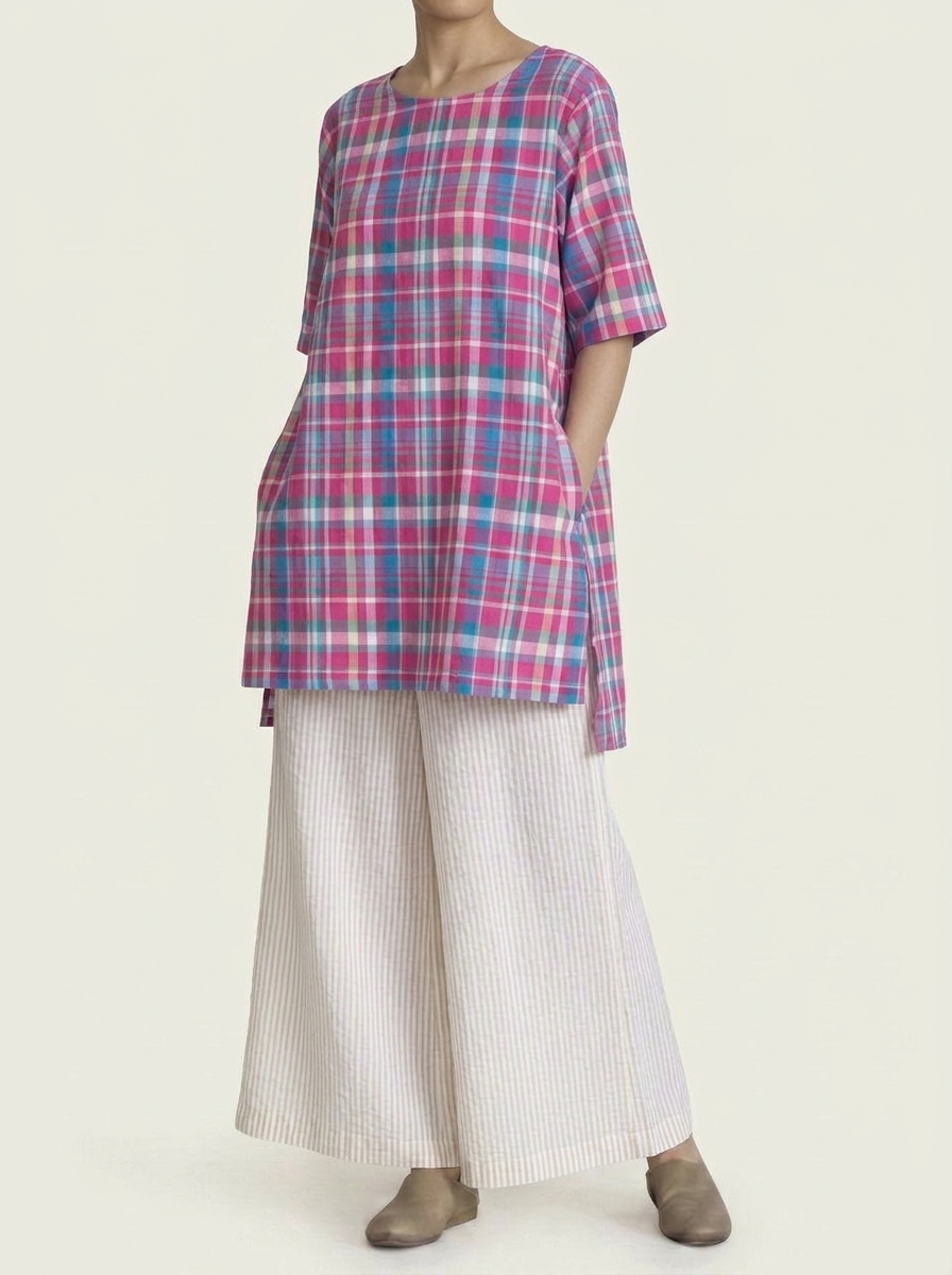 Plain Long Top & Lose Pants Co-ord Set - Multicolored