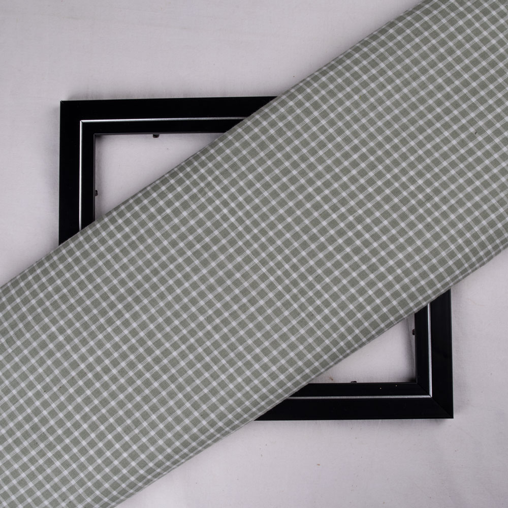 Check Grey & White Pure Cotton 101 GSM Handwoven Fabric