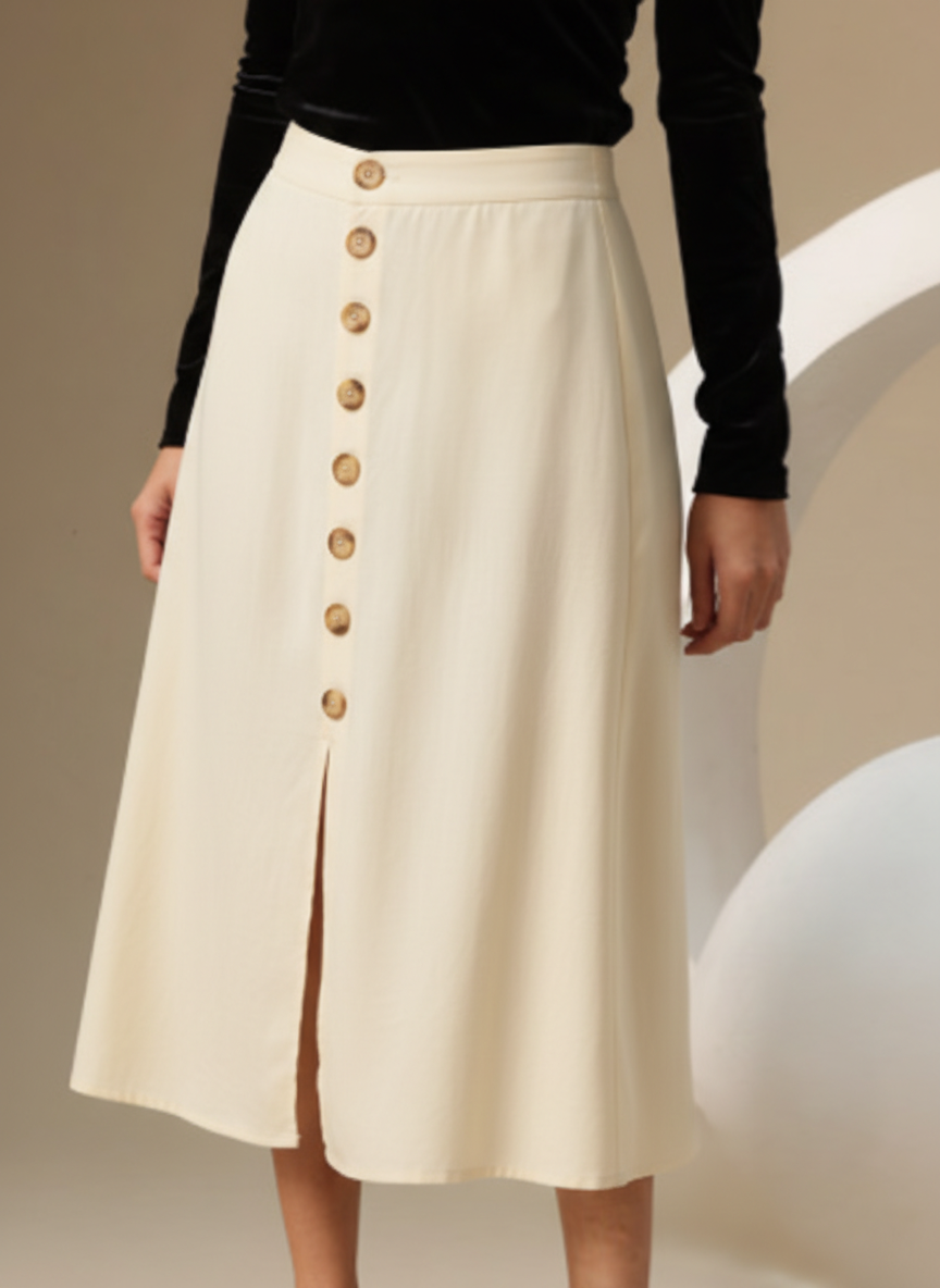 Tea Length Buttoned Skirt