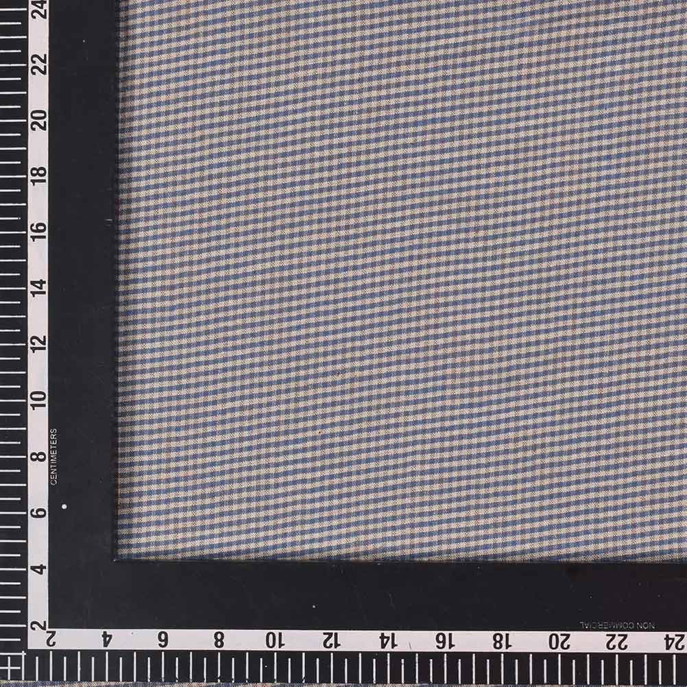 CHECK BLUE & WHITE PURE COTTON 100 GSM HANDWOVEN FABRIC