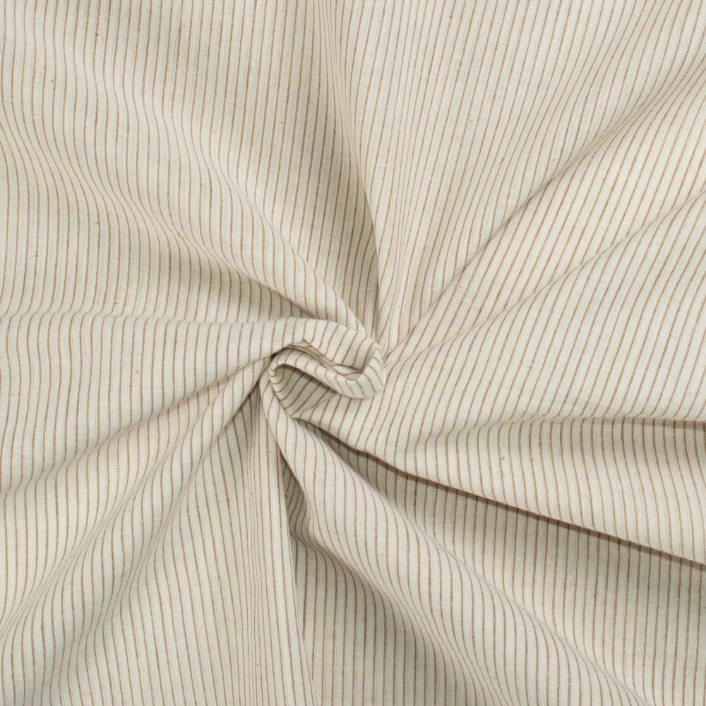 Stripe Cream Brown Pure Cotton 65 GSM Handwoven Fabric 03