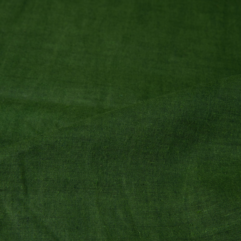PLAIN GREEN KHADI COTTON 69 GSM HANDWOVEN FABRIC
