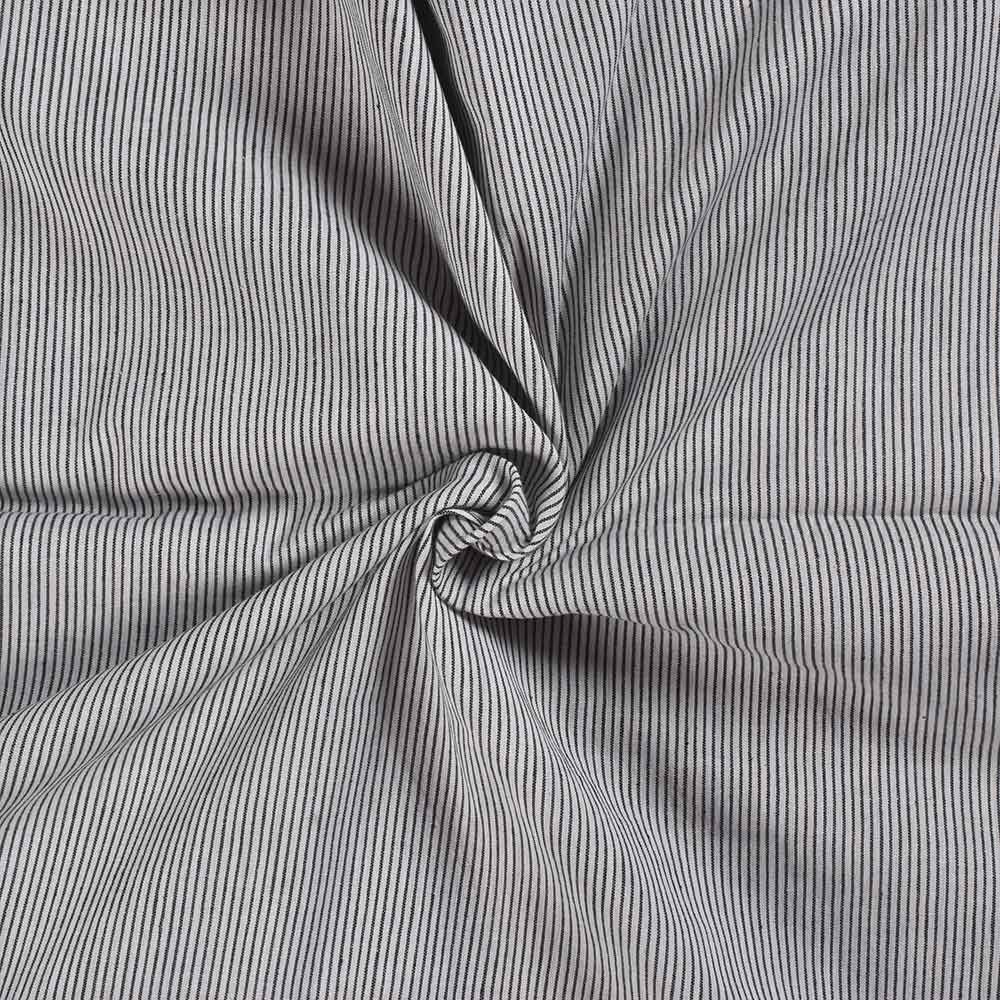 Stripe Black & White Pure Cotton 85 GSM Handwoven Fabric