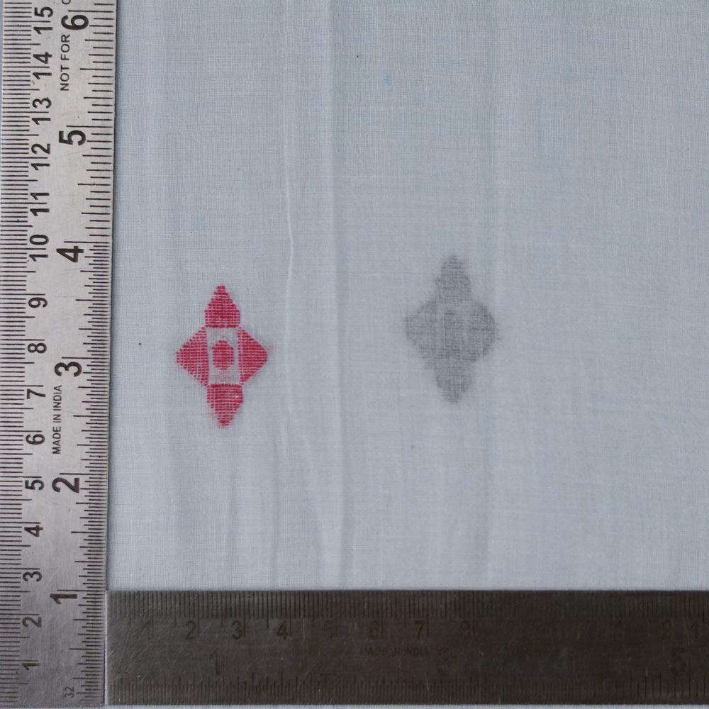 GEOMETRIC LIGHT BLUE JAMDANI PURE COTTON 55 GSM FABRIC