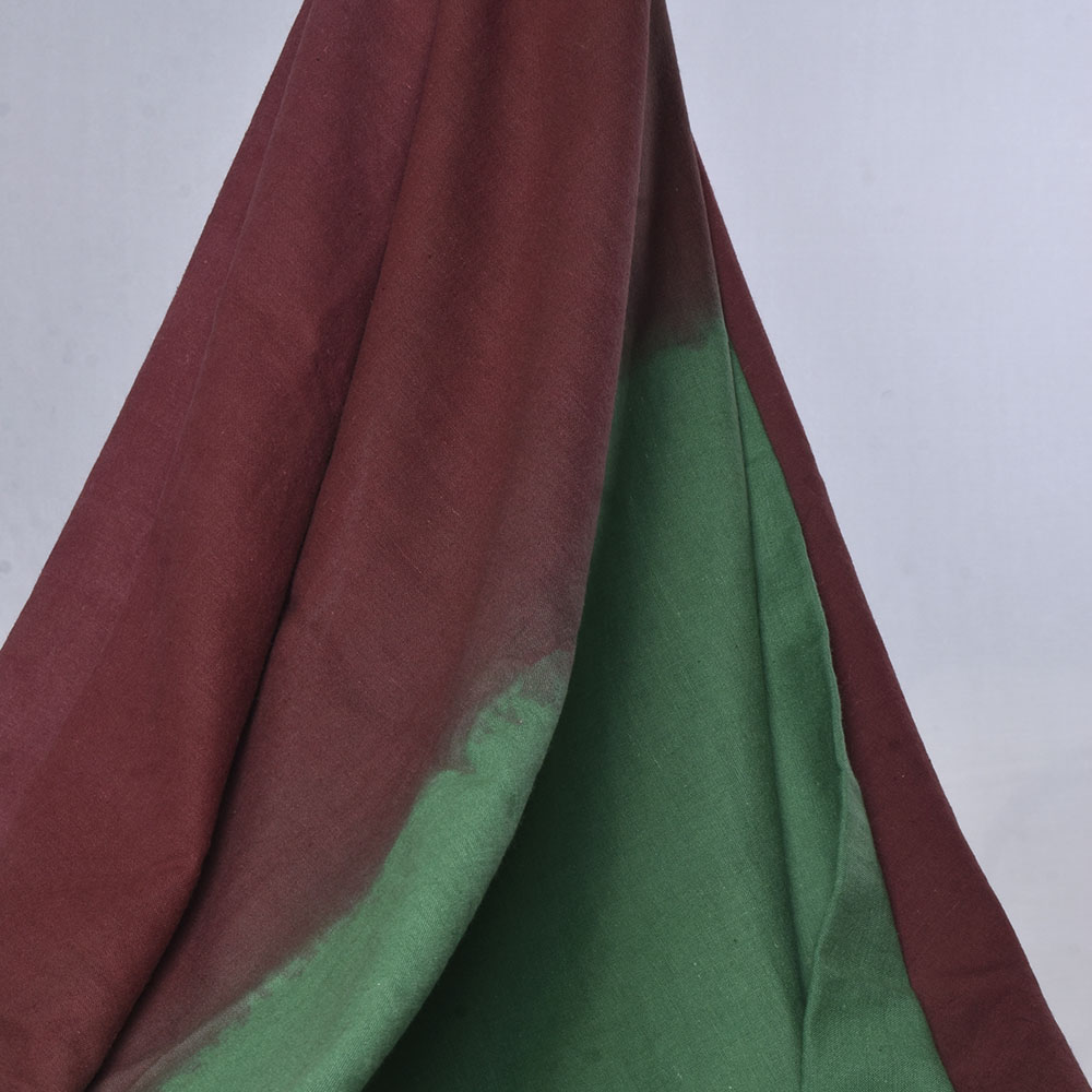 Ombré Tie Dye Red Green Khadi Cotton 115 GSM Handwoven Fabric