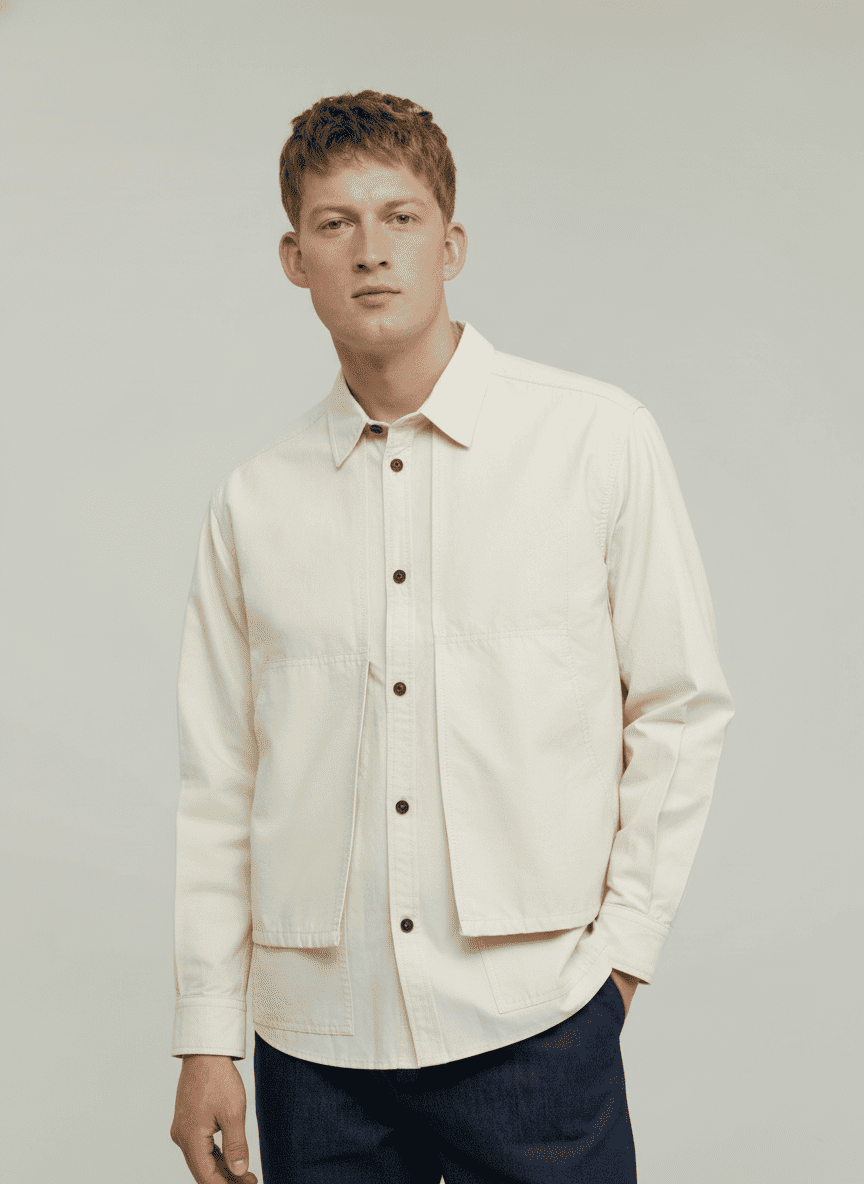 Overlapped Symmetric Paneled Shirt