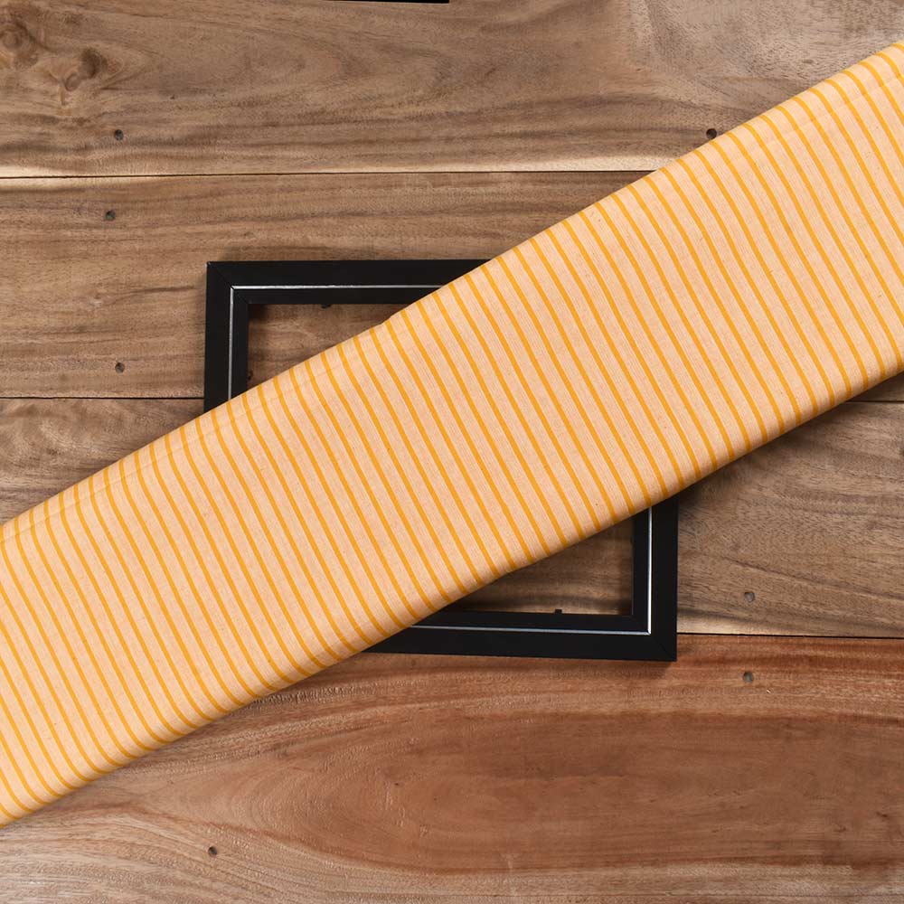 Stripe Yellow Pure Cotton 100 GSM Handwoven Fabric