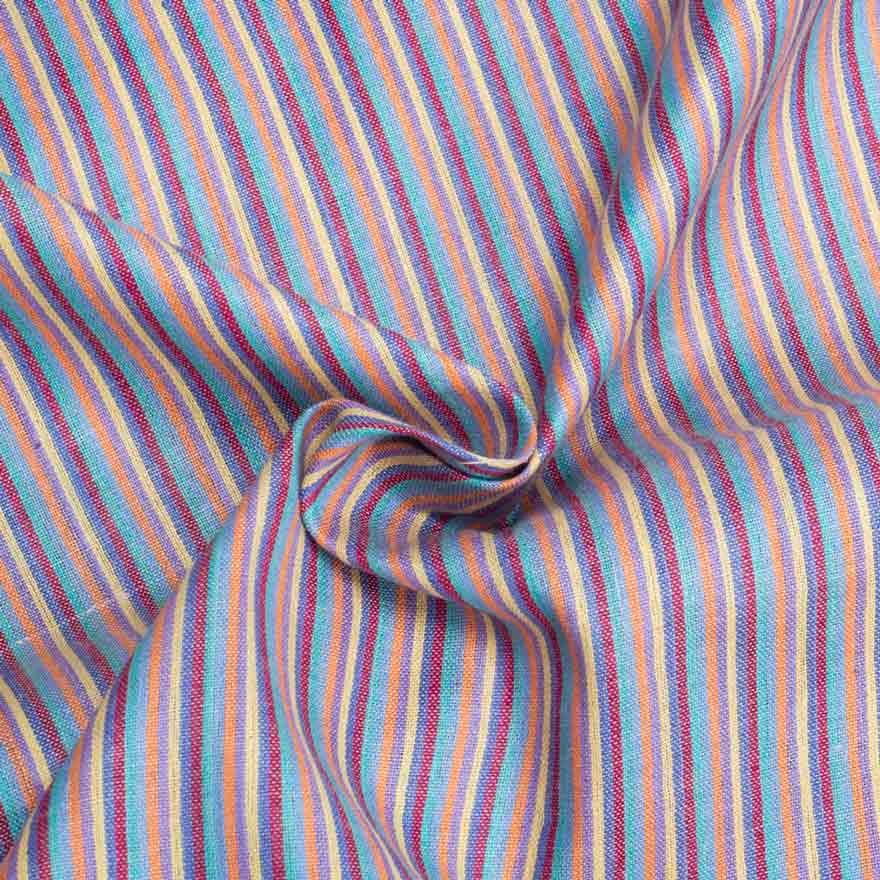Stripe Lilac Multicolour Pure Cotton 73 GSM Handwoven Fabric