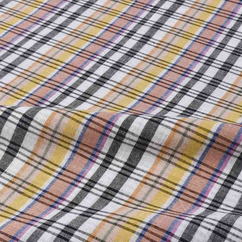 CHECK MULTICOLOUR PURE COTTON 91 GSM HANDWOVEN FABRIC