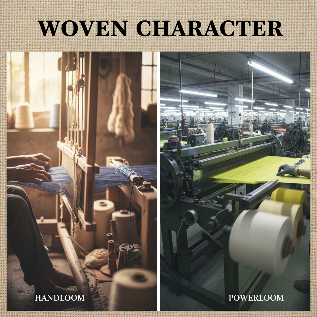 Macro of handloomed raw silk slubs highlighting raw silk vs mulberry silk texture differences.