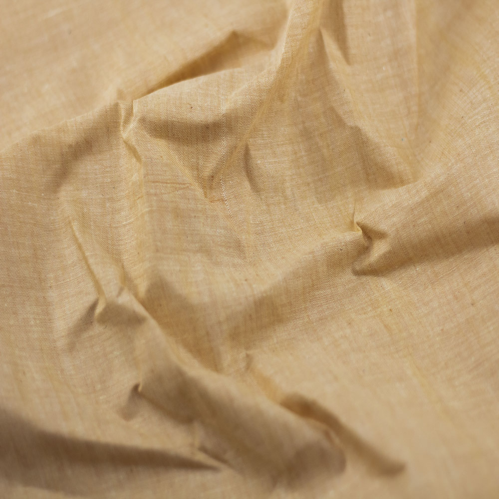 CHAMBRAY MUSTARD KHADI COTTON 75 GSM HANDWOVEN FABRIC