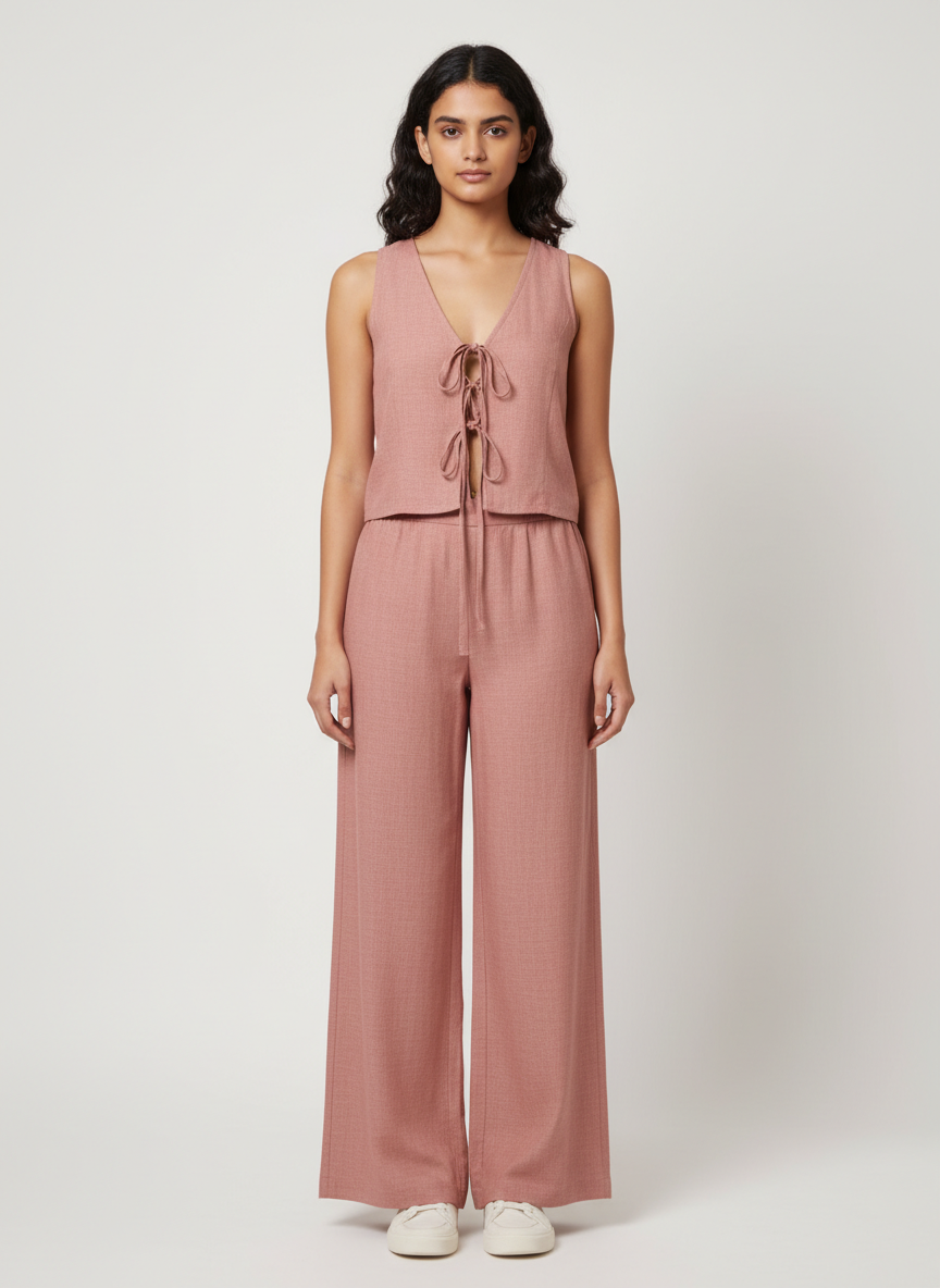 Tie Up Top & Full Pants Co-ord Set