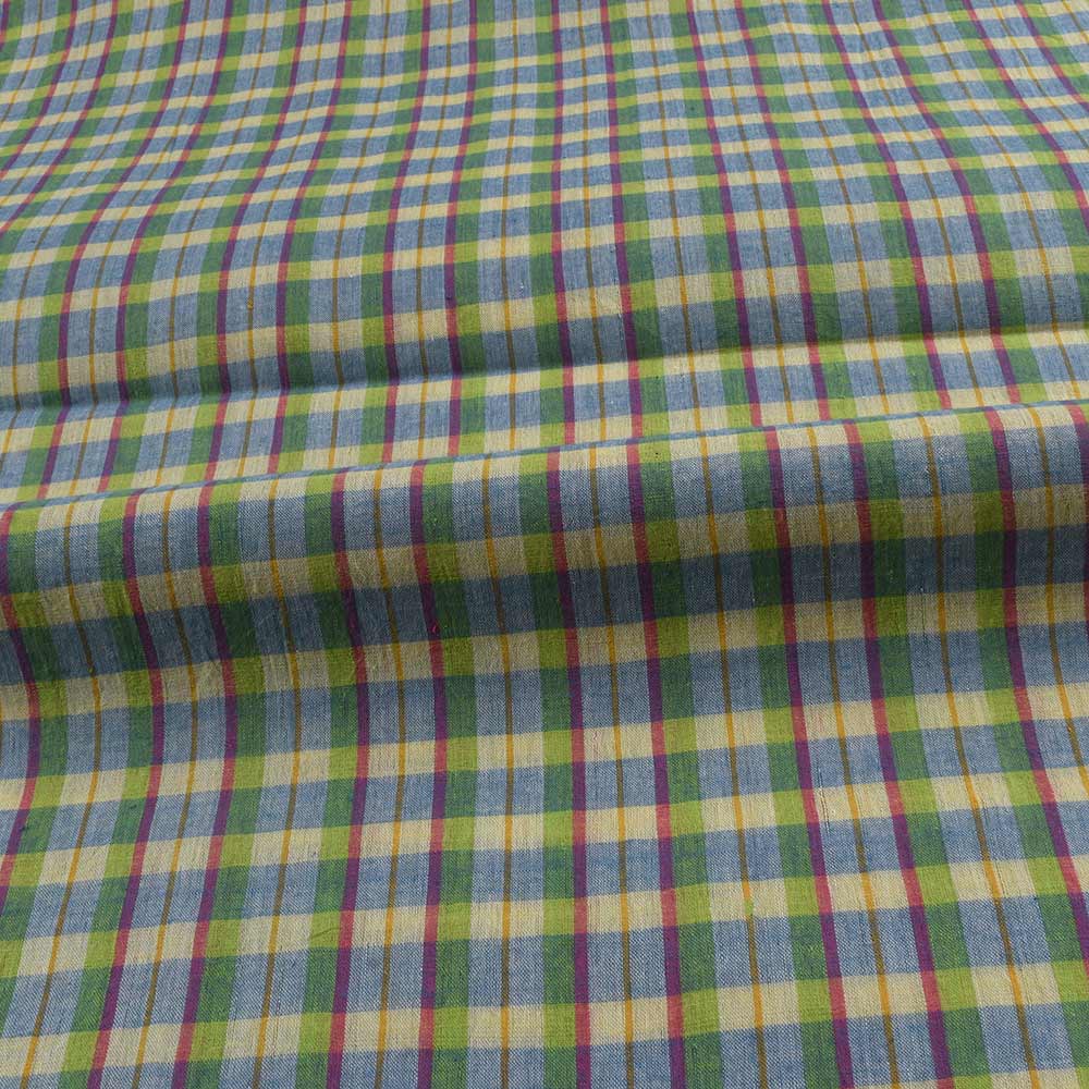 CHECK MULTI COLOR PURE COTTON 56 GSM HANDWOVEN FABRIC